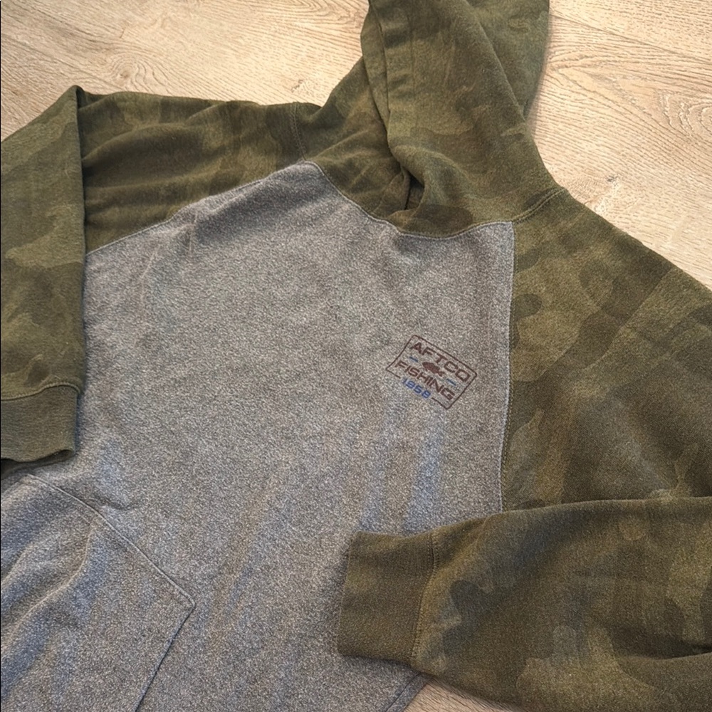 Aftco Camouflage Sleeve Hooded Sweater - Olive & Gray